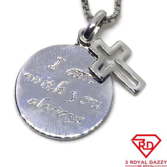 I am with you always cross charm pendant gold